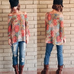 Smocked Bell Sleeve Blouse